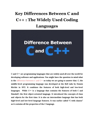 Key Differences Between C and C   : The Widely Used Coding Languages