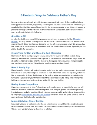 6 Fantastic Ways to Celebrate Father's Day