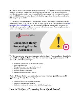 Fix Query Processing Error in QuickBooks