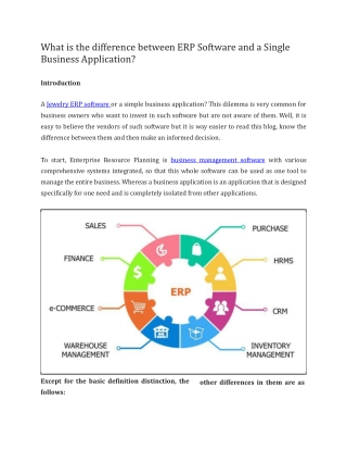 What is the difference between ERP Software and a Single Business Application