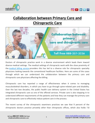 Collaboration between Primary Care and Chiropractic Care