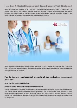 How Can A Medical Management Team Improve Their Strategies