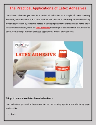 The Practical Applications of Latex Adhesives