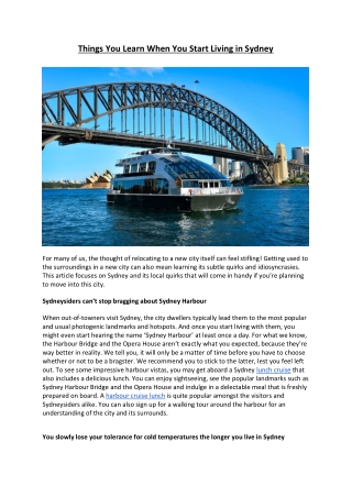 Things You Learn When You Start Living in Sydney