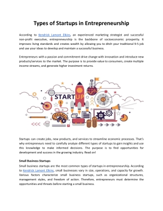 Types of Startups in Entrepreneurship