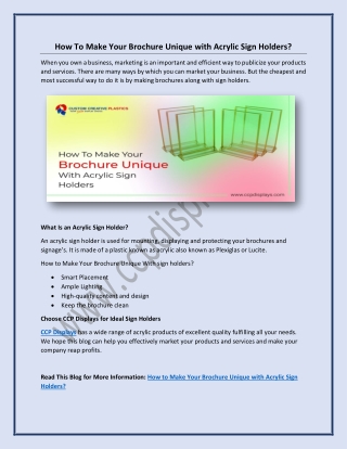 How To Make Your Brochure Unique With Acrylic Sign Holders