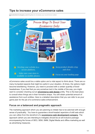 Tips to increase your eCommerce sales