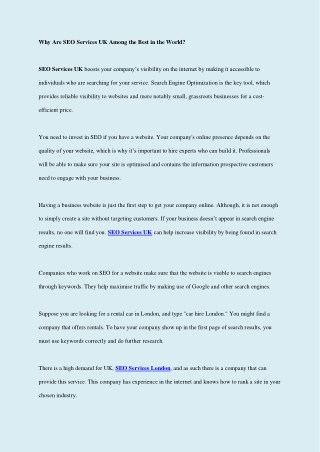 Why Are SEO Services UK Among the Best in the World