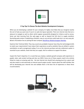 Best Web Design Company Namibia - Systems Supplies