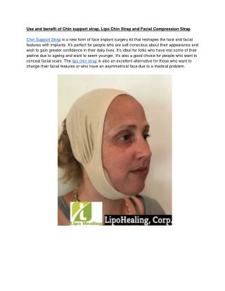 Use and benefit of Chin support strap, Lipo Chin Strap and Facial Compression Strap-converted