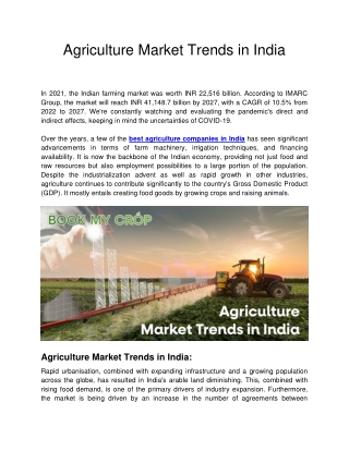 Agriculture Market Trends in India