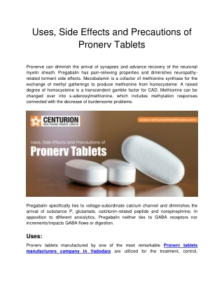 Uses, Side Effects and Precautions of Pronerv Tablets