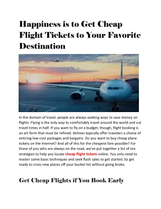 Happiness is to Get Cheap Flight Tickets to Your Favorite Destination