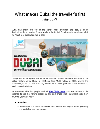 What makes Dubai the traveller’s first choice?