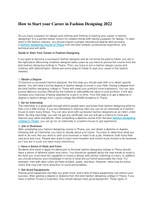 How to Start your Career in Fashion Designing 2022