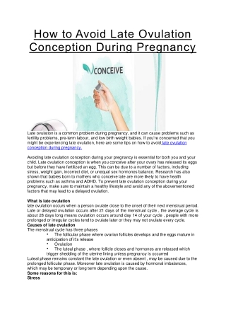 How to Avoid Late Ovulation Conception During Pregnancy