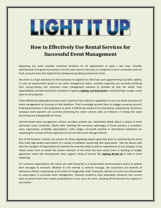 How to effectively use rental services for successful event management