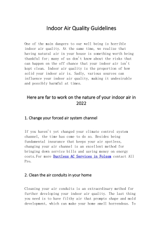 Indoor Air Quality Guidelines