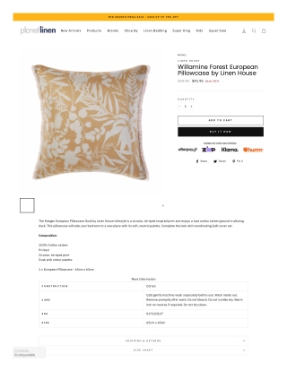 Willamine Forest European Pillowcase by Linen House