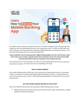 IMPROVE THE SECURITY OF YOUR MOBILE BANKING APP