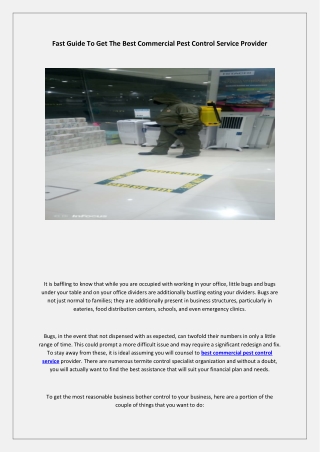 Fast Guide To Get The Best Commercial Pest Control Service Provider