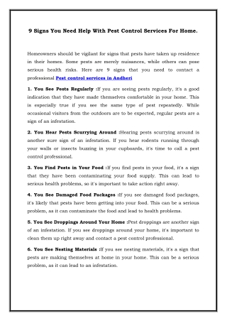 9 Signs You Need Help With Pest Control Services For Home