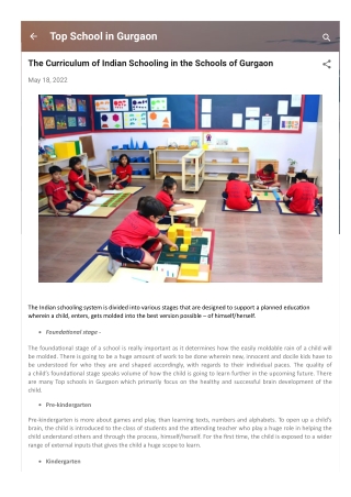The Curriculum of Indian Schooling in the Schools of Gurgaon