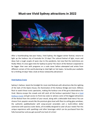Must-see Vivid Sydney attractions in 2022