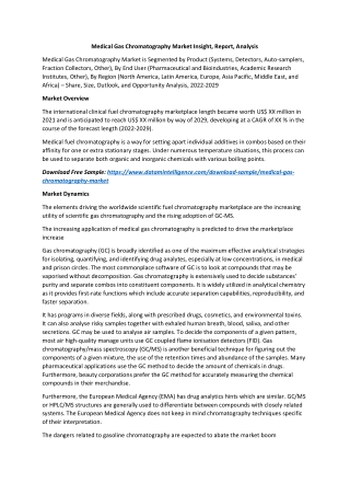Medical Gas Chromatography Market Insight, Report, Analysis
