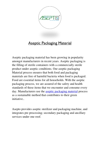 Aseptic Packaging Material