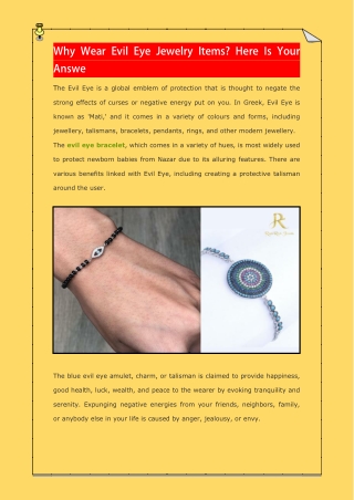 Why Wear Evil Eye Jewelry Items