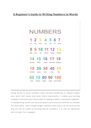 A Beginners Guide to Writing Numbers in Words