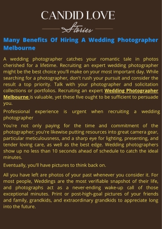 A wedding photographer catches your romantic tale in photos cherished for a lifetime. Recruiting an expert wedding photo