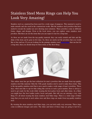Stainless Steel Mens Rings can Help You Look Very Amazing!