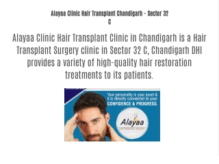 Alayaa Clinic Hair Transplant Chandigarh - Sector 32 C