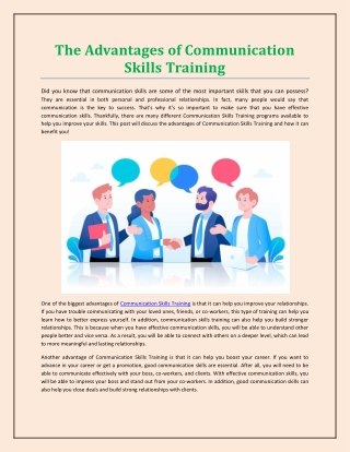 The Advantages of Communication Skills Training