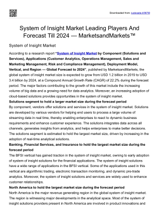 System of Insight Market Leading Players And Forecast Till 2024