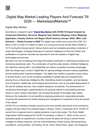 Digital Map Market Leading Players And Forecast Till 2026 — MarketsandMarkets™