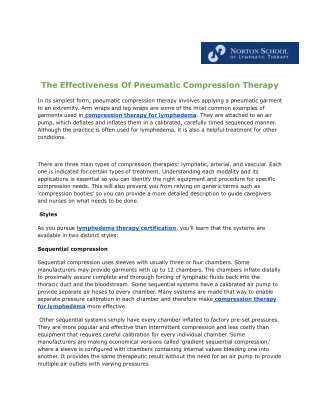 The effectiveness of Pneumatic Compression Therapy - NortonSchool