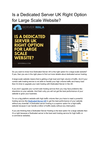 Is a Dedicated Server UK Right Option for Large Scale Website?