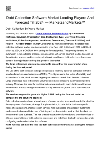 Debt Collection Software Market Leading Players And Forecast Till 2024