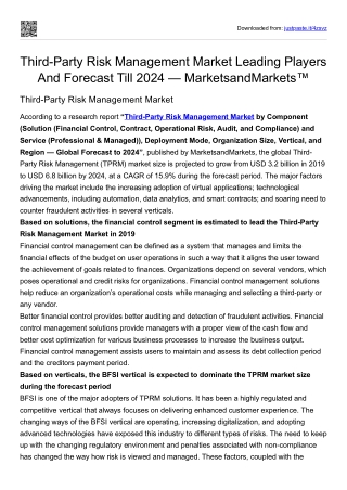 Third-Party Risk Management Market Leading Players And Forecast Till 2024