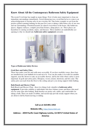 Know About All the Contemporary Bathroom Safety Equipment