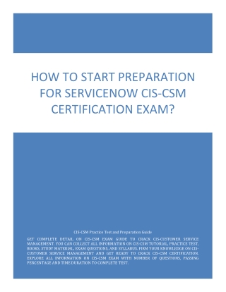 How to Start Preparation for ServiceNow CIS-CSM Certification Exam?