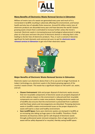 Many Benefits of Electronics Waste Removal Service in Edmonton