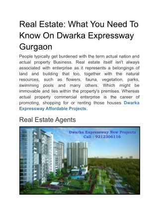 Real Estate  What You Need To Know On Dwarka Expressway Gurgaon