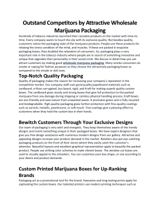 Outstand Competitors by Attractive Wholesale Marijuana Packaging