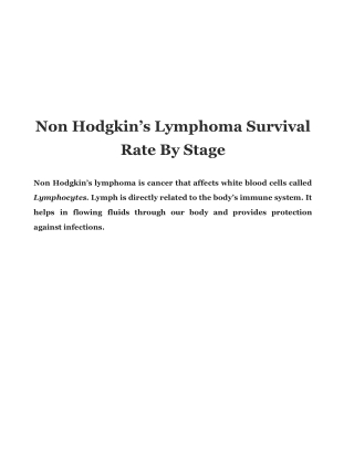 Non Hodgkin’s Lymphoma Survival Rate By Stage