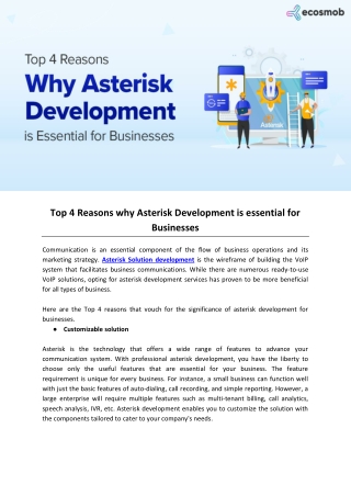 Top 4 Reasons why Asterisk Development is essential for Businesses