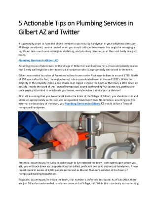 5 Actionable Tips on Plumbing Services in Gilbert AZ and Twitter